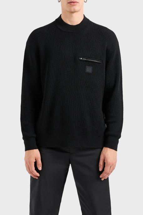 Armani Exchange Pamuklu ve Yünlü Regular Fit Bisiklet Yaka Erkek Kazak XM000029 AF10348 UC001 SİYAH - 1