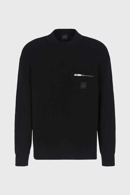 Armani Exchange Pamuklu ve Yünlü Regular Fit Bisiklet Yaka Erkek Kazak XM000029 AF10348 UC001 SİYAH - 4