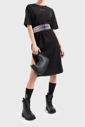 Armani Exchange Pamuklu Yırtmaçlı Regular Fit Midi Bayan Elbise 8NYACF YJG3Z 52AK SİYAH-GOLD - 8