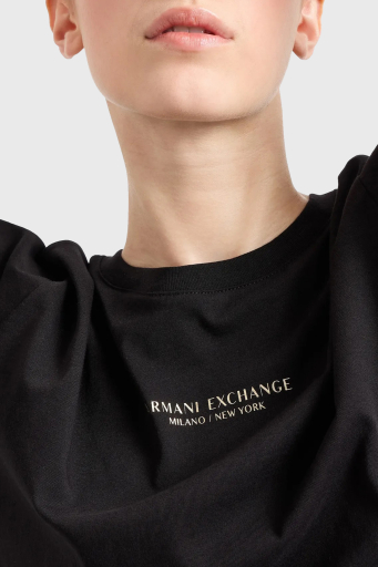 Armani Exchange Pamuklu Yırtmaçlı Regular Fit Midi Bayan Elbise 8NYACF YJG3Z 52AK SİYAH-GOLD - 9