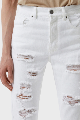 Armani Exchange Pamuklu Yüksek Bel Slim Fit Yırtık Detaylı J51 Jeans Bayan Kot Pantolon 3RYJ51 Y1HRZ 1100 BEYAZ - 3