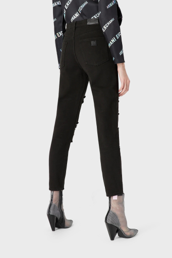 Armani Exchange Pamuklu Yüksel Bel Slim Fit Yırtık Detaylı J51 Jeans Bayan Kot Pantolon 3RYJ51 Y1HRZ 1200 SİYAH - 2