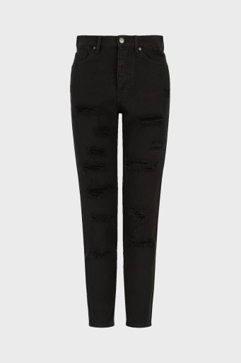 Armani Exchange Pamuklu Yüksel Bel Slim Fit Yırtık Detaylı J51 Jeans Bayan Kot Pantolon 3RYJ51 Y1HRZ 1200 SİYAH - 12