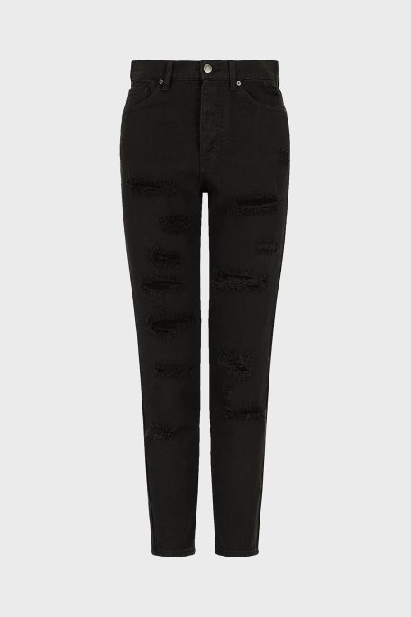 Armani Exchange Pamuklu Yüksel Bel Slim Fit Yırtık Detaylı J51 Jeans Bayan Kot Pantolon 3RYJ51 Y1HRZ 1200 SİYAH - 11