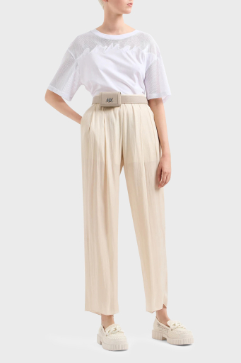 Armani Exchange Pileli Relaxed Fit Yüksek Bel Bayan Pantolon 3DYP19 YNUUZ 1787 BEJ - 1