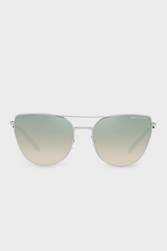 Armani Exchange Polikarbon Kedi Güneş Bayan Gözlük 0AX2045S 6043W0 56 Parlak Gümüş-Yeşil Aynalı Gümü - 1