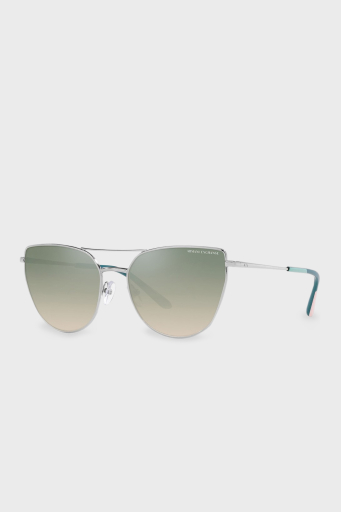 Armani Exchange Polikarbon Kedi Güneş Bayan Gözlük 0AX2045S 6043W0 56 Parlak Gümüş-Yeşil Aynalı Gümü - 6
