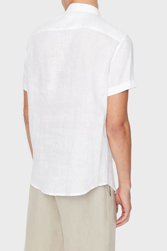 Armani Exchange Regular Fit % 100 Keten Kısa Kollu Erkek Gömlek 8NZC67 ZNCFZ 1100 BEYAZ - 2