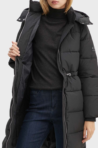 Armani Exchange Regular Fit Çıkarılabilir Kapüşonlu Şişme Bayan Mont XW000026 AF10248 UC001 SİYAH - 4