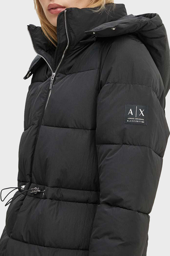 Armani Exchange Regular Fit Çıkarılabilir Kapüşonlu Şişme Bayan Mont XW000026 AF10248 UC001 SİYAH - 5
