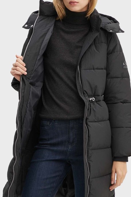 Armani Exchange Regular Fit Çıkarılabilir Kapüşonlu Şişme Bayan Mont XW000026 AF10248 UC001 SİYAH - 4