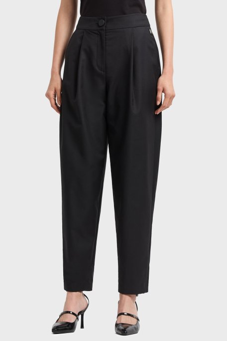 Armani Exchange Regular Fit Daralan Paça Pileli Kumaş Bayan Pantolon XW000222 AF10855 UC001 SİYAH - 6