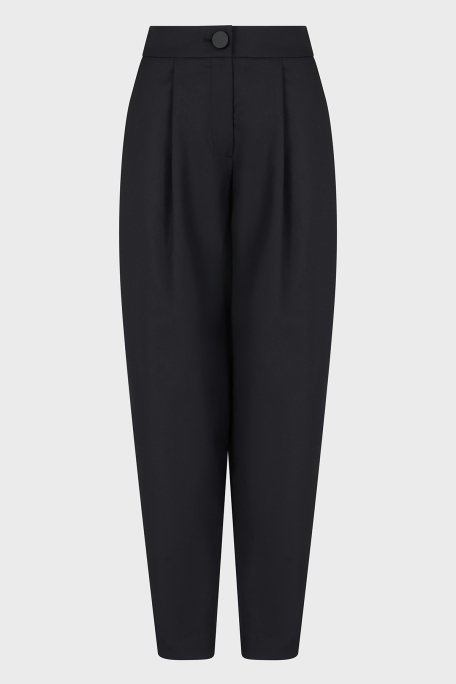 Armani Exchange Regular Fit Daralan Paça Pileli Kumaş Bayan Pantolon XW000222 AF10855 UC001 SİYAH - 10