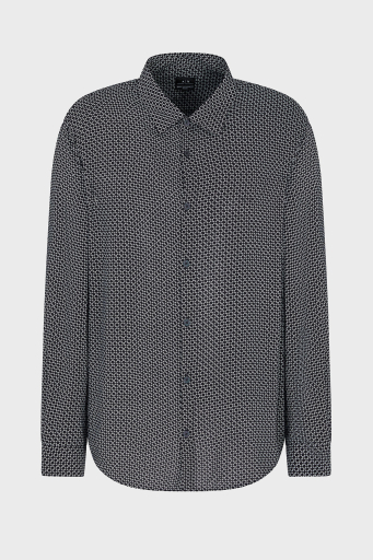 Armani Exchange Regular Fit Desenli Uzun Kollu Erkek Gömlek XM000668 AF10253 FB007 LACİVERT - 5
