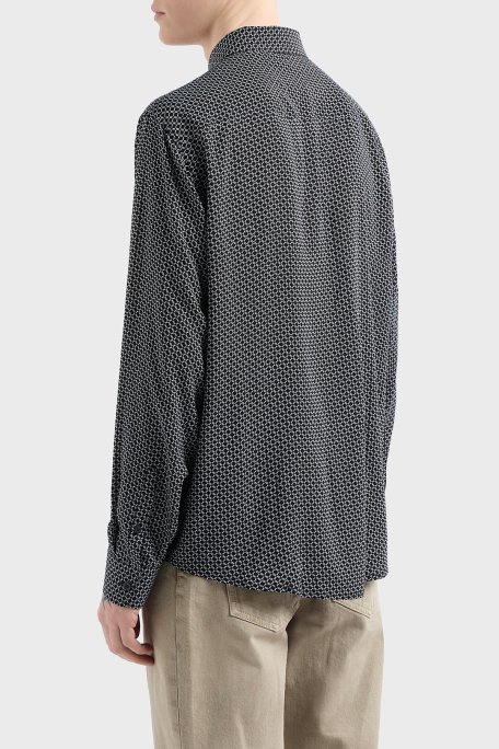 Armani Exchange Regular Fit Desenli Uzun Kollu Erkek Gömlek XM000668 AF10253 FB007 LACİVERT - 3