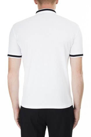 Armani Exchange - Armani Exchange Regular Fit Düğmeli T Shirt Erkek Polo 3HZFLB ZJH4Z 1100 BEYAZ (1)