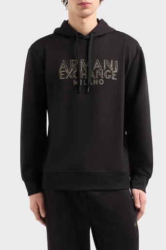 Armani Exchange Regular Fit Kapüşonlu Efektli Logo Baskılı Erkek Sweat XM000332 AF12269 UC001 SİYAH - 1