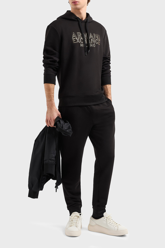 Armani Exchange Regular Fit Kapüşonlu Efektli Logo Baskılı Erkek Sweat XM000332 AF12269 UC001 SİYAH - 3