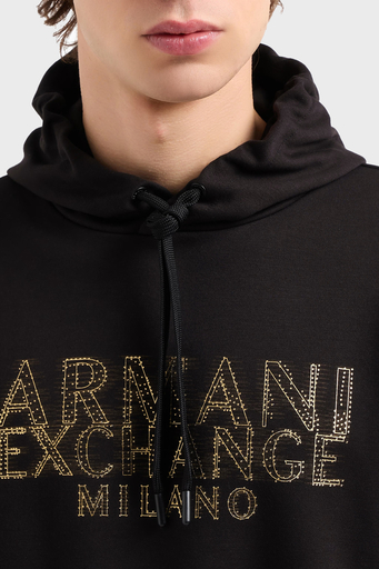 Armani Exchange Regular Fit Kapüşonlu Efektli Logo Baskılı Erkek Sweat XM000332 AF12269 UC001 SİYAH - 4