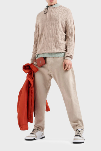 Armani Exchange Regular Fit Kapüşonlu Yaka Örme Erkek Kazak 6DZM1B ZM4DZ 17AB KREM - 3