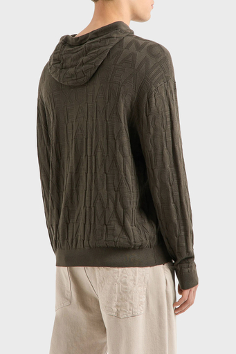 Armani Exchange Regular Fit Kapüşonlu Yaka Örme Erkek Kazak 6DZM1B ZM4DZ 1897 SİYAH-YEŞİL - 7