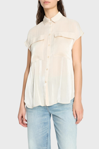 Armani Exchange Regular Fit Kısa Kollu Bayan Gömlek 3DYC19 YNUUZ 1787 BEJ - 6