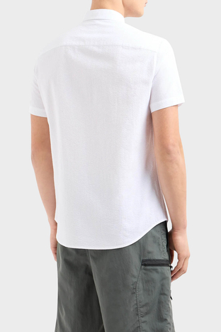 Armani Exchange - Armani Exchange Regular Fit Kısa Kollu Erkek Gömlek 3DZC28 ZN4KZ 1100 BEYAZ (1)