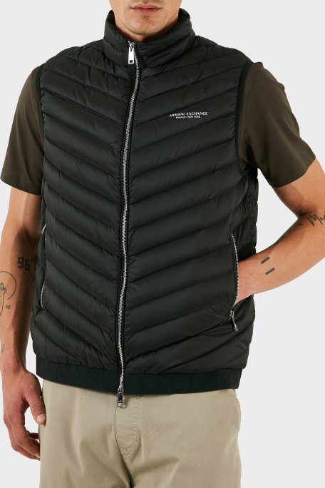 Armani Exchange Regular Fit Kuş Tüyü Dolgulu Dik Yaka Şişme Erkek Yelek 8NZQ52 ZNW3Z MB066 HAKİ - 1