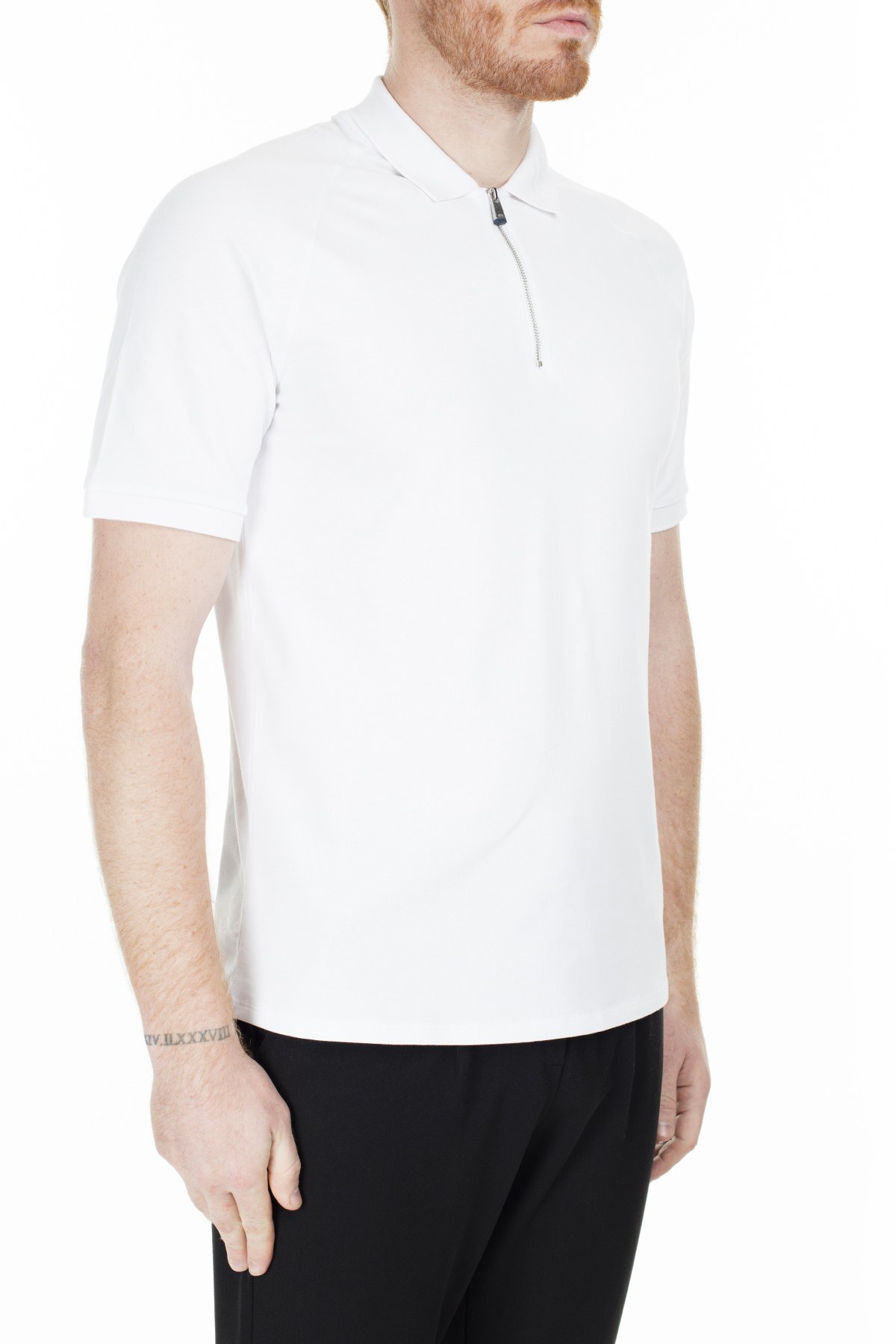 Armani Exchange Regular Fit T Shirt Erkek Polo 3HZFAD ZJ81Z 1100 BEYAZ