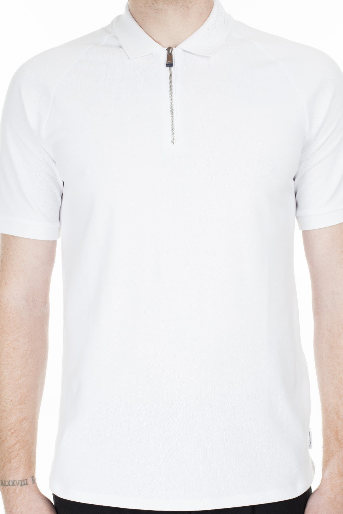Armani Exchange Regular Fit T Shirt Erkek Polo 3HZFAD ZJ81Z 1100 BEYAZ