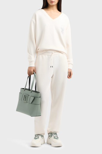 Armani Exchange Regular Fit Yüksek Bel Düz Paça Jogger Bayan Pantolon XW000096 AF10804 U1003 EKRU - 1