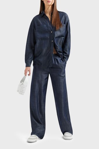 Armani Exchange Relaxed Fit Geniş Paça Casual Bayan Pantolon 3DYP16 Y15PZ 1500 MAVİ - 6