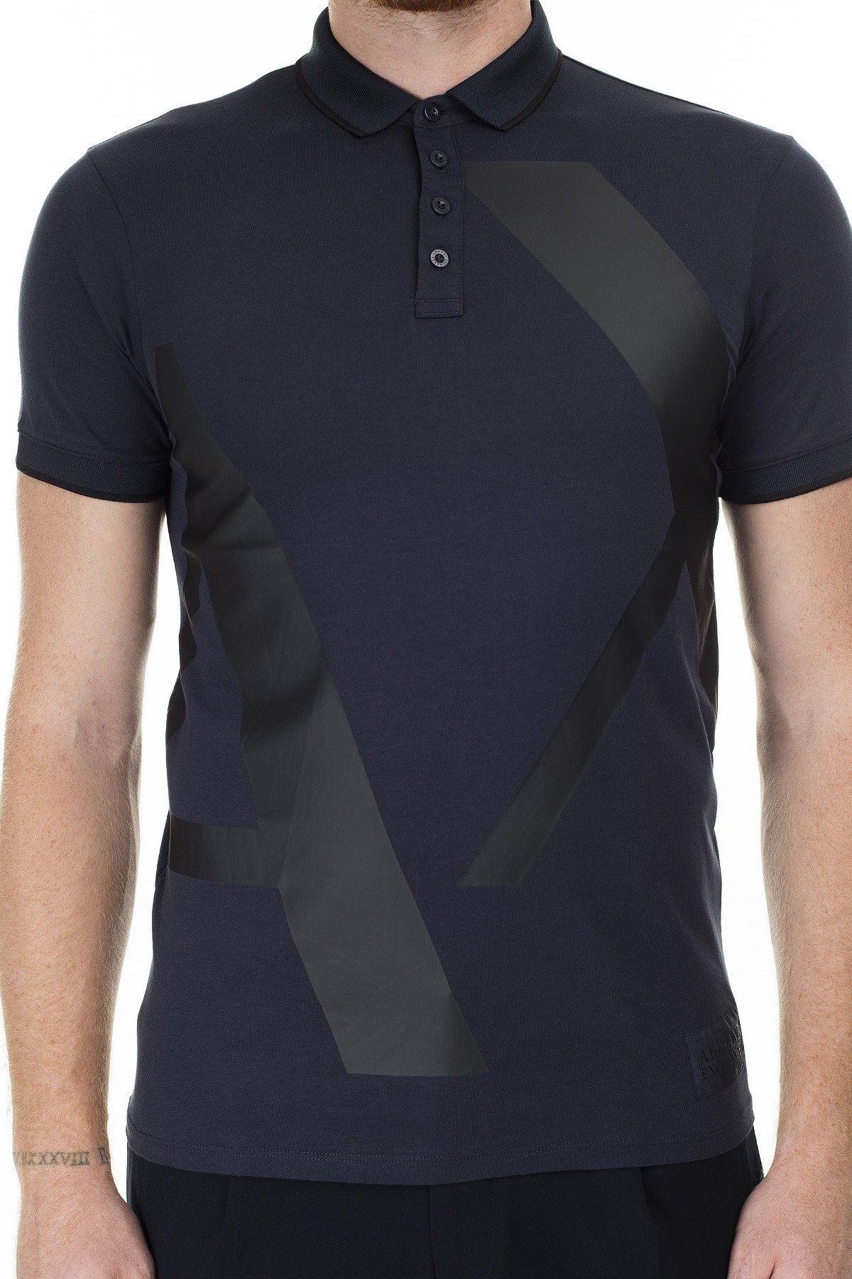 Armani Exchange Slim Fit Baskılı T Shirt Erkek Polo 3HZFFB ZJH4Z 8579 LACİVERT
