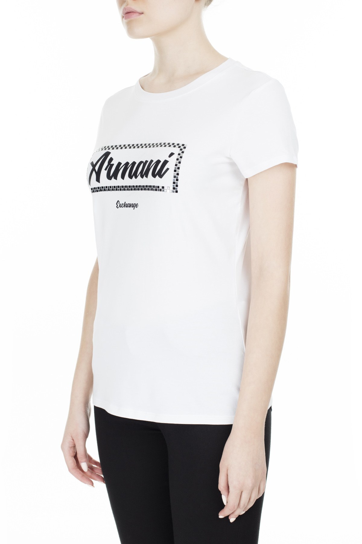Armani Exchange Slim Fit Bayan T Shirt 3HYTAF YJC7Z 1000 BEYAZ