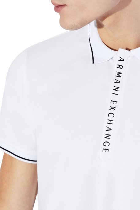 Armani Exchange Pamuklu Slim Fit T Shirt Erkek Polo 8NZF71 ZJH2Z 1100 BEYAZ - 2