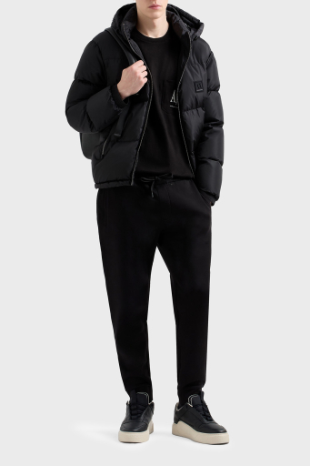 Armani Exchange Streç Pamuklu Regular Fit Normal Bel Ribanalı Paça Jogger Erkek Pantolon XM000373 AF10818 UC001 SİYAH - 1