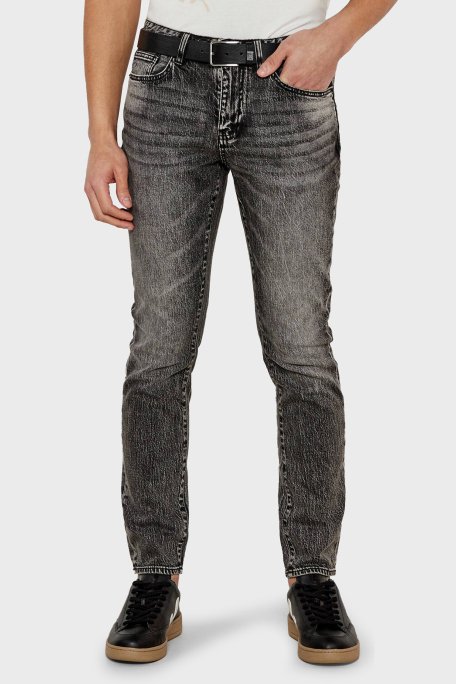 Armani Exchange Streç Pamuklu Skinny Fit Normal Bel Dar Paça Jeans Erkek Kot Pantolon XM000070 AF13264 M8088 GRİ - 1