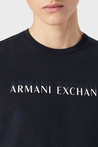Armani Exchange - Armani Exchange Streç Pamuklu Slim Fit Bisiklet Yaka Erkek T Shirt 3LZTKB ZJE6Z 1510 LACİVERT (1)