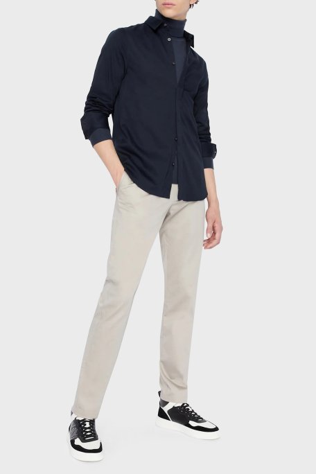 Armani Exchange Streç Pamuklu Slim Fit Erkek Gömlek 8NZCBD ZN10Z 1510 LACİVERT - 7