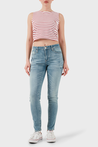 Armani Exchange Streç Pamuklu Slim Fit Normal Bel Dar Paça Jeans Bayan Kot Pantolon XW000123 AF12864 MB003 MAVİ - 1