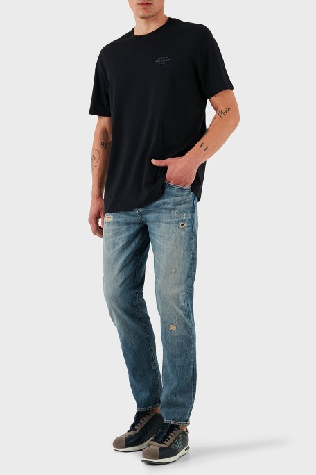 Armani Exchange Streç Pamuklu Slim Fit Normal Bel Düz Paça Vintage Jeans Erkek Kot Pantolon XM000049 AF13095 MB001 LACİVERT - 1