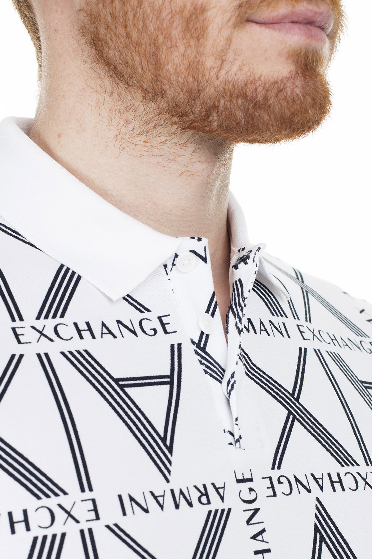 Armani Exchange T Shirt Erkek Polo 3HZFAE ZJLUZ 7178 BEYAZ