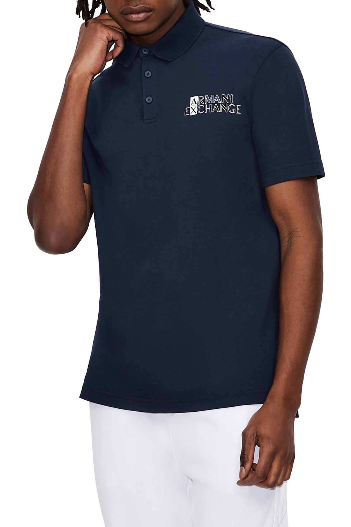 Armani Exchange Pamuklu T Shirt Erkek Polo 3KZFAD ZJKWZ 1209 LACİVERT