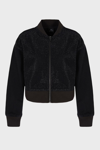 Armani Exchange Taşlı % 100 Pamuk Relaxed Fit Kolej Yaka Bomber Bayan Ceket 6DYB23 Y19QZ 0204 SİYAH - 5