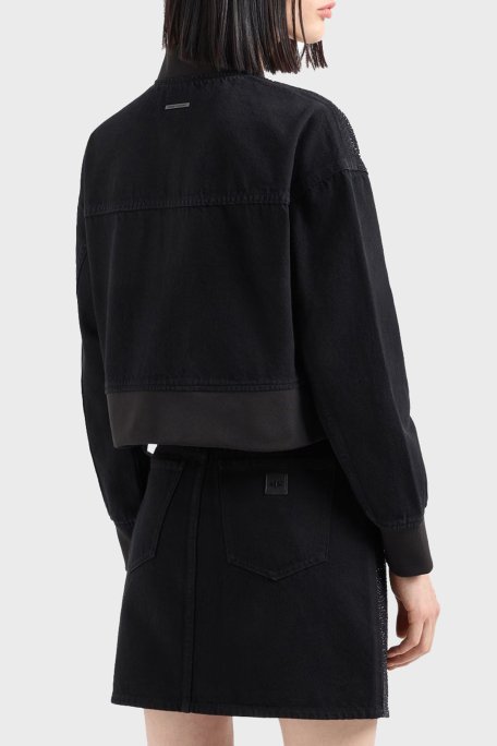 Armani Exchange Taşlı % 100 Pamuk Relaxed Fit Kolej Yaka Bomber Bayan Ceket 6DYB23 Y19QZ 0204 SİYAH - 3
