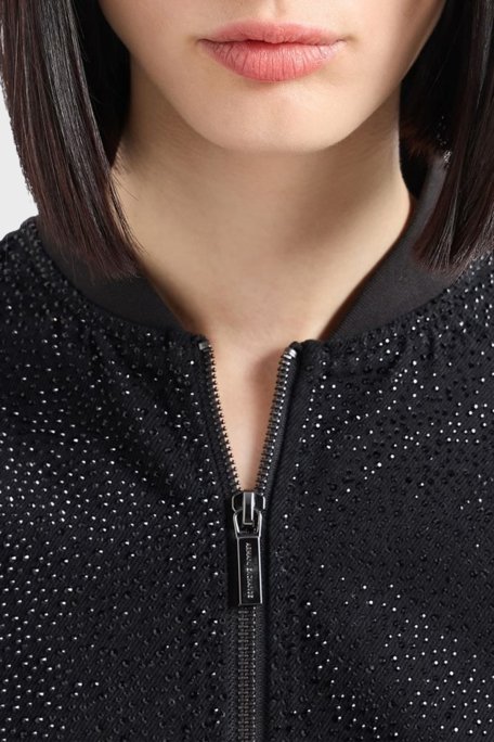 Armani Exchange Taşlı % 100 Pamuk Relaxed Fit Kolej Yaka Bomber Bayan Ceket 6DYB23 Y19QZ 0204 SİYAH - 4