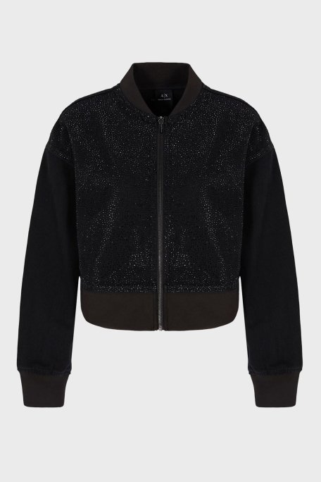 Armani Exchange Taşlı % 100 Pamuk Relaxed Fit Kolej Yaka Bomber Bayan Ceket 6DYB23 Y19QZ 0204 SİYAH - 5