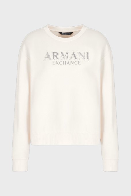 Armani Exchange Taşlı Logo % 100 Pamuk Regular Fit Bayan Sweat XW000159 AF11851 U1003 BEJ - 5