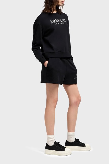 Armani Exchange Taşlı Logo % 100 Pamuk Regular Fit Bayan Sweat XW000159 AF11851 UC001 SİYAH - 2