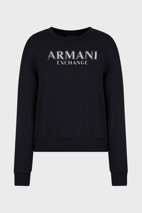 Armani Exchange Taşlı Logo % 100 Pamuk Regular Fit Bayan Sweat XW000159 AF11851 UC001 SİYAH - 5